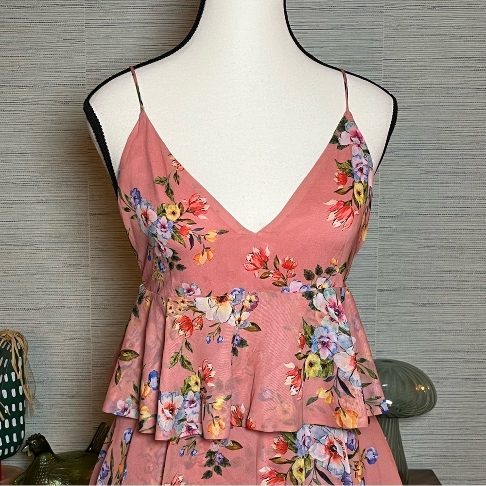 House Of Harlow X Revolve Nel Maxi Dress Sundress Size Small Tiered Flowy Pink - Picture 6 of 9